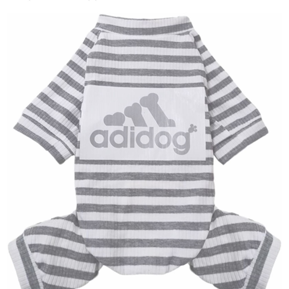 Adidog striped jammies NWT